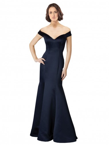 Satin Off the Shoulder Long Cap Sleeves Prom Dress / Bridesmaid Dress Norwich