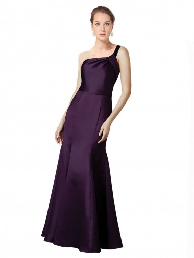 Grape Satin One Shoulder Long Sleeveless Prom Dress / Bridesmaid Dress Norwich