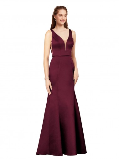 V-Back Satin V-Neck Long Sleeveless Formal Evening Gown / Prom Dress / Bridesmaid Dress Norwich