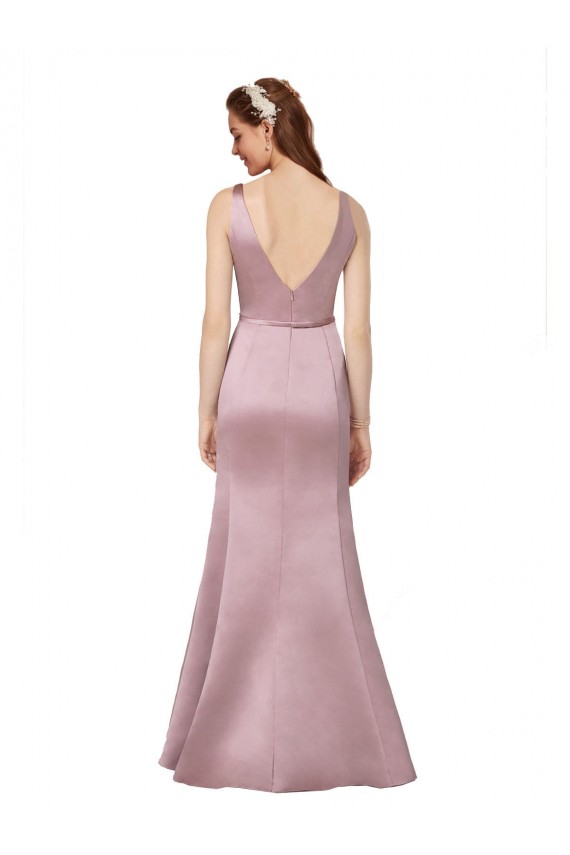 V-Back Satin V-Neck Long Sleeveless Formal Evening Gown / Prom Dress / Bridesmaid Dress Norwich