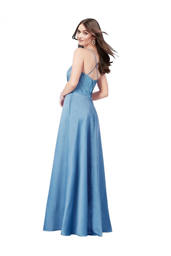 Open Back Satin Spaghetti Straps Long Sleeveless Formal Evening Gown / Prom Dress / Bridesmaid Dress Norwich