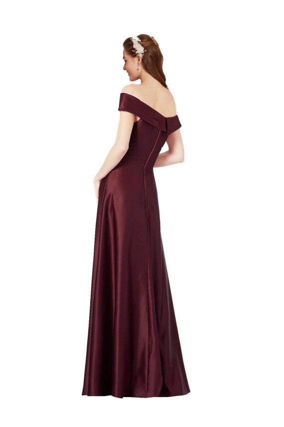 Satin Off the Shoulder Long Cap Sleeves Black Tie Evening Gown / Prom Dress / Bridesmaid Dress Norwich