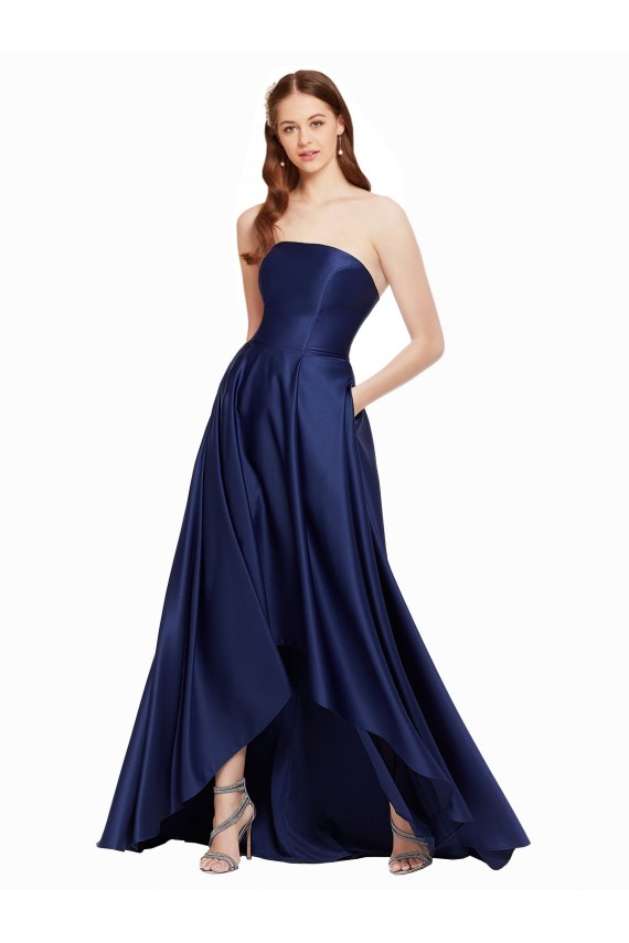 Low Back Satin Strapless Long Sleeveless High Low Evening Gown / Prom Dress / Bridesmaid Dress Norwich