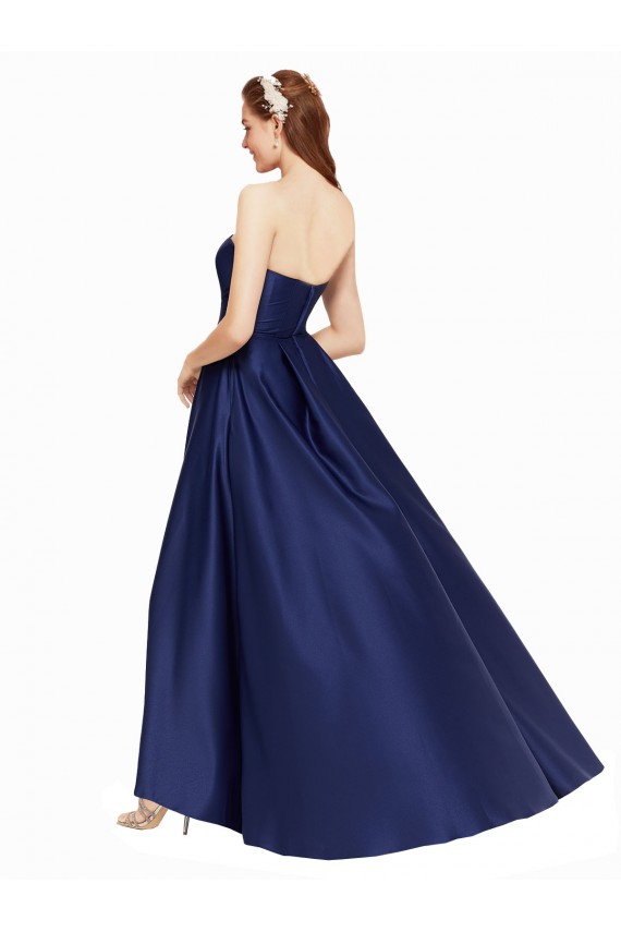 Low Back Satin Strapless Long Sleeveless High Low Evening Gown / Prom Dress / Bridesmaid Dress Norwich