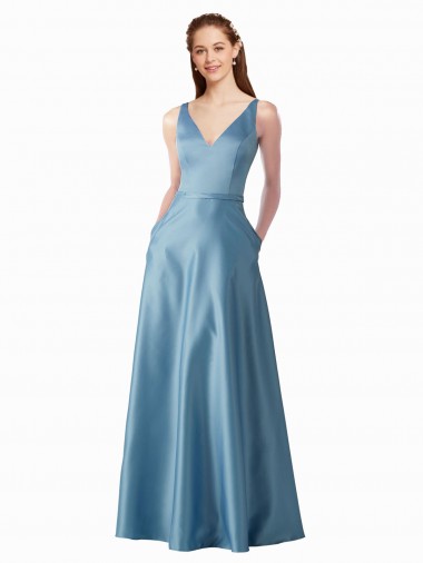 Satin High Neck Long Sleeveless Black Tie Prom Dress / Bridesmaid Dress Norwich
