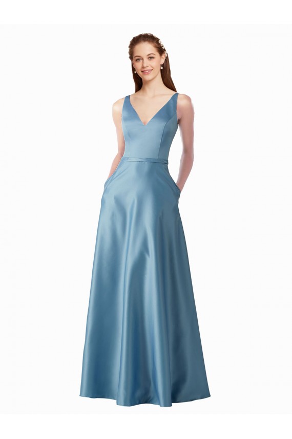Satin High Neck Long Sleeveless Black Tie Prom Dress / Bridesmaid Dress Norwich