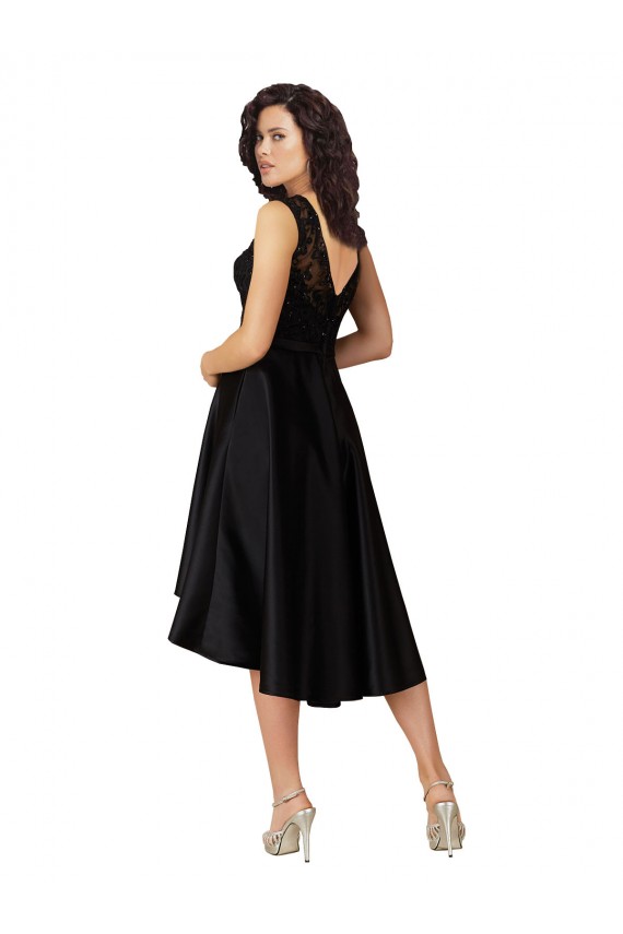 Satin & Lace Illusion Neck Midi Length Sleeveless High Low Bridesmaid Dress Norwich