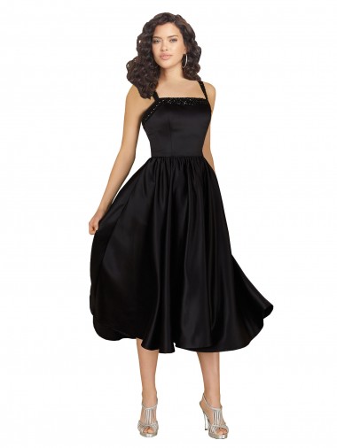 Satin Square Neck Knee Length Sleeveless Prom Dress / Bridesmaid Dress Norwich