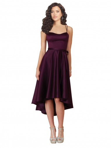 Open Back Satin Sweetheart Short Sleeveless High Low Prom Dress / Bridesmaid Dress Norwich