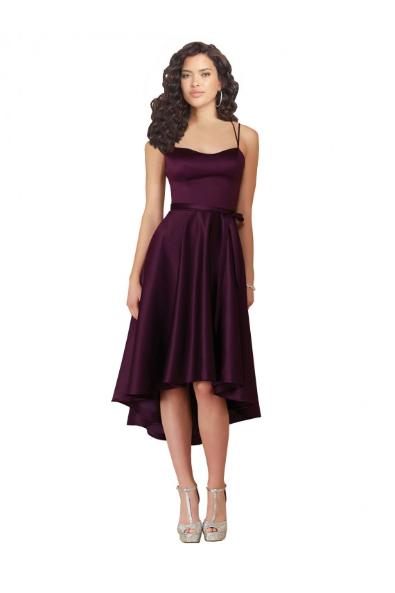 Open Back Satin Sweetheart Short Sleeveless High Low Prom Dress / Bridesmaid Dress Norwich