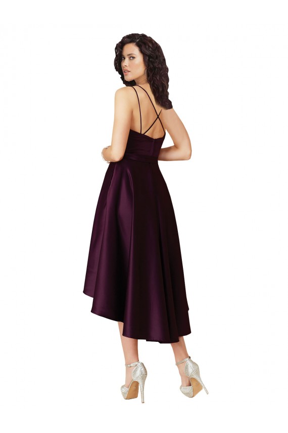 Open Back Satin Sweetheart Short Sleeveless High Low Prom Dress / Bridesmaid Dress Norwich