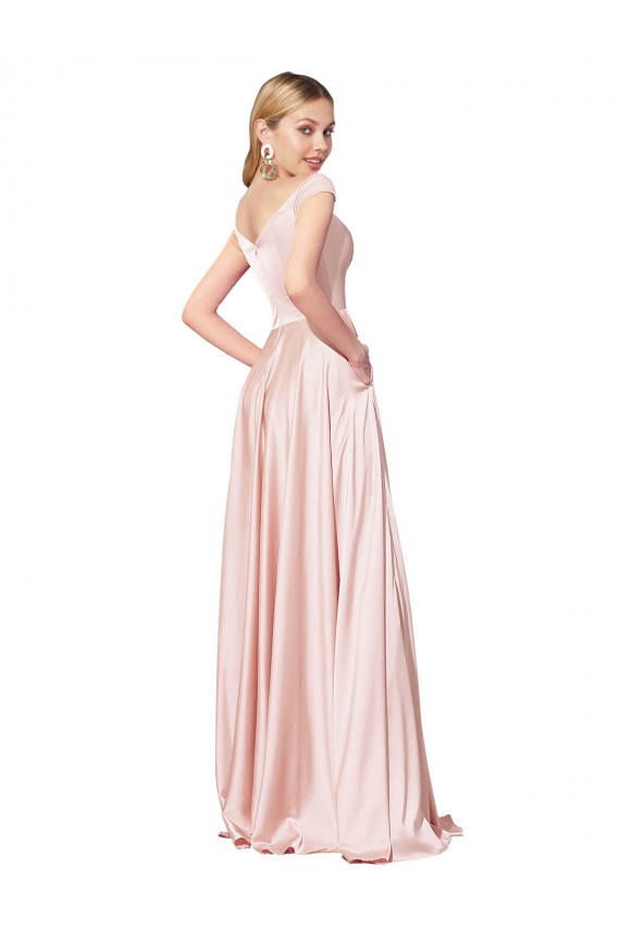Pink Satin Off the Shoulder Long Sleeveless Formal Evening Gown / Prom Dress / Bridesmaid Dress Norwich