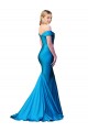 Peacock Blue Satin Off the Shoulder Long Sleeveless Formal Evening Gown / Prom Dress / Bridesmaid Dress Norwich
