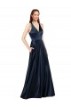 Keyhole Back Satin V-Neck Long Sleeveless Formal Evening Gown / Prom Dress / Bridesmaid Dress Norwich