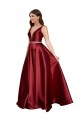 V-Back Satin V-Neck Long Sleeveless Formal Plus Size Evening Gown / Prom Dress / Bridesmaid Dress Norwich