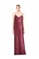 Burgundy Sequin Halter Neck Long Sleeveless Formal Evening Gown / Prom Dress / Bridesmaid Dress Norwich