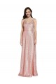 Low Back Rose Gold Sequin V-Neck Long Sleeveless Formal Evening Gown / Prom Dress / Bridesmaid Dress Norwich