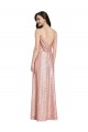 Low Back Rose Gold Sequin V-Neck Long Sleeveless Formal Evening Gown / Prom Dress / Bridesmaid Dress Norwich