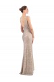 V-Back Silver Sequin & Sparkling Sequin V-Neck Long Sleeveless Formal Evening Gown / Prom Dress / Bridesmaid Dress Norwich