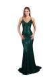 Low Back Dark Green Sequin V-Neck Long Sleeveless Formal Evening Gown / Prom Dress / Bridesmaid Dress Norwich