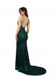 Low Back Dark Green Sequin V-Neck Long Sleeveless Formal Evening Gown / Prom Dress / Bridesmaid Dress Norwich
