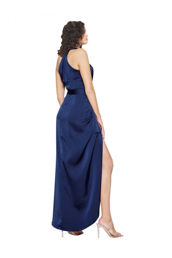 Sapphire Silk like Satin Halter Neck Long Sleeveless High Low Evening Gown / Prom Dress / Bridesmaid Dress Norwich
