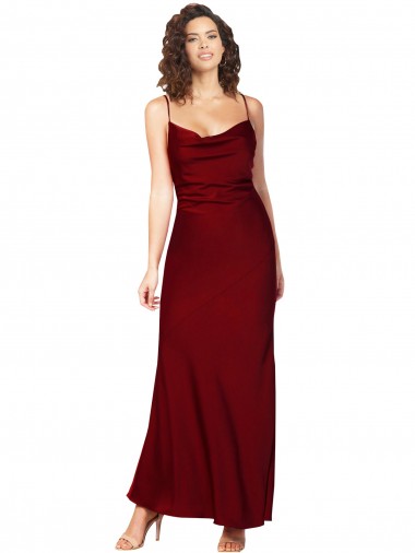 Low Back Silk like Satin Cowl Neck Long Sleeveless Black Tie Evening Gown / Prom Dress / Bridesmaid Dress Norwich