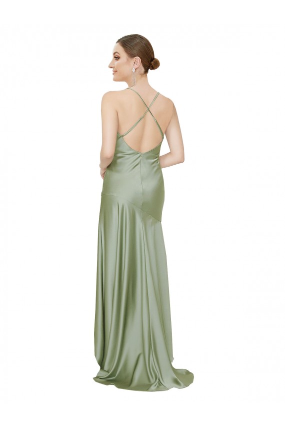 Open Back Silk like Satin Cowl Neck Long Sleeveless High Low Evening Gown / Prom Dress / Bridesmaid Dress Norwich
