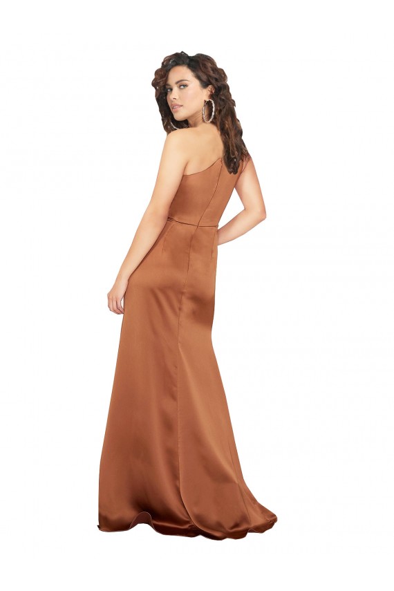 Silk like Satin One Shoulder Long Sleeveless Formal Dress / Bridesmaid Dress Norwich