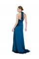 Open Back Peacock Blue Silk like Satin Halter Neck Long Sleeveless Formal Evening Gown / Prom Dress / Bridesmaid Dress Norwich