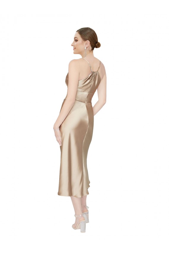 Silk like Satin V-Neck Midi Length Sleeveless Formal Evening Gown / Prom Dress / Bridesmaid Dress Norwich