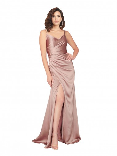 V-Back Silk like Satin V-Neck Long Sleeveless Black Tie Evening Gown / Prom Dress / Bridesmaid Dress Norwich