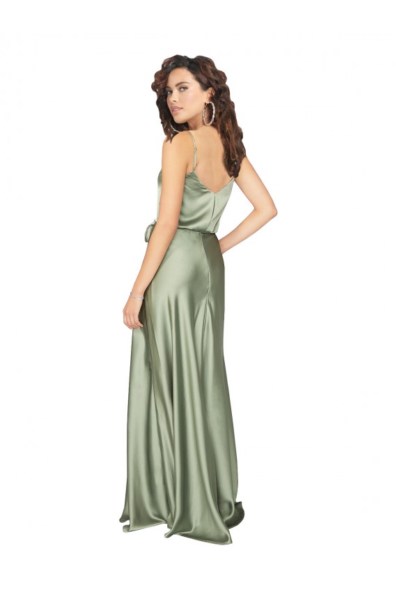 V-Back Silk like Satin V-Neck Long Sleeveless Formal Evening Gown / Bridesmaid Dress Norwich