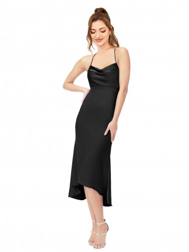 Open Back Silk like Satin Cowl Neck Midi Length Sleeveless High Low Evening Gown / Prom Dress / Bridesmaid Dress Norwich