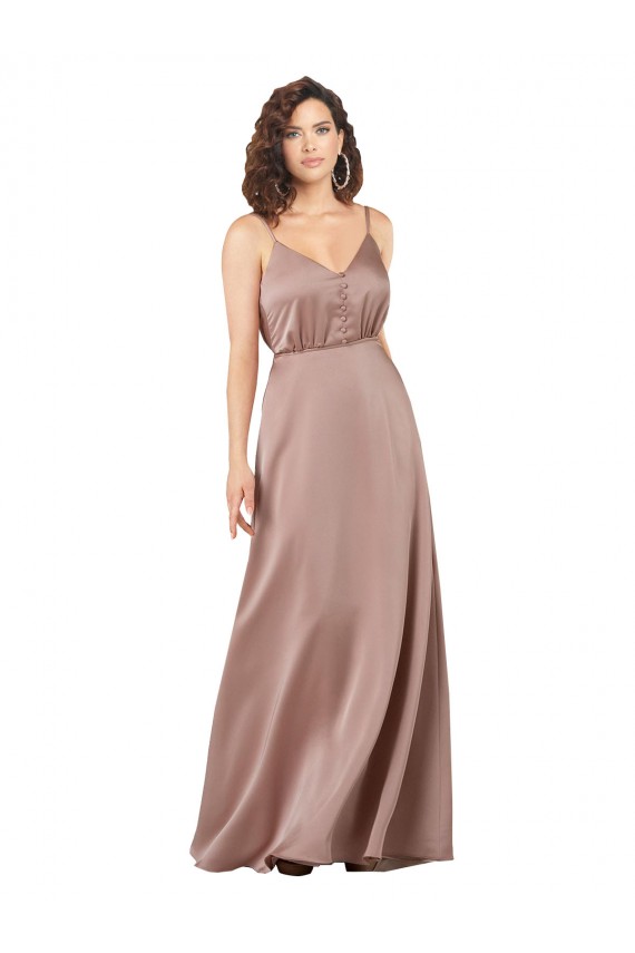 Silk like Satin V-Neck Long Sleeveless Formal Evening Gown / Bridesmaid Dress Norwich