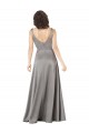 Pearl Grey Silk like Satin V-Neck Long Sleeveless Formal Evening Gown / Prom Dress / Bridesmaid Dress Norwich