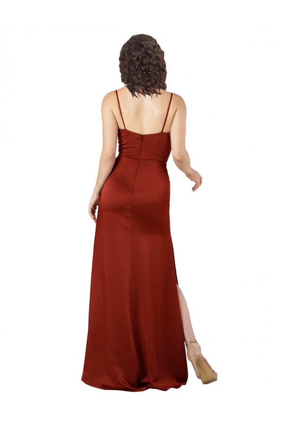 Low Back Red Silk like Satin Spaghetti Straps Long Sleeveless Formal Evening Gown / Prom Dress / Bridesmaid Dress Norwich