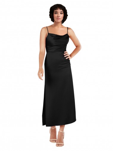 Silk like Satin Spaghetti Straps Tea Length Sleeveless Formal Evening Gown / Prom Dress / Bridesmaid Dress Norwich
