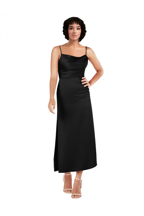 Silk like Satin Spaghetti Straps Tea Length Sleeveless Formal Evening Gown / Prom Dress / Bridesmaid Dress Norwich