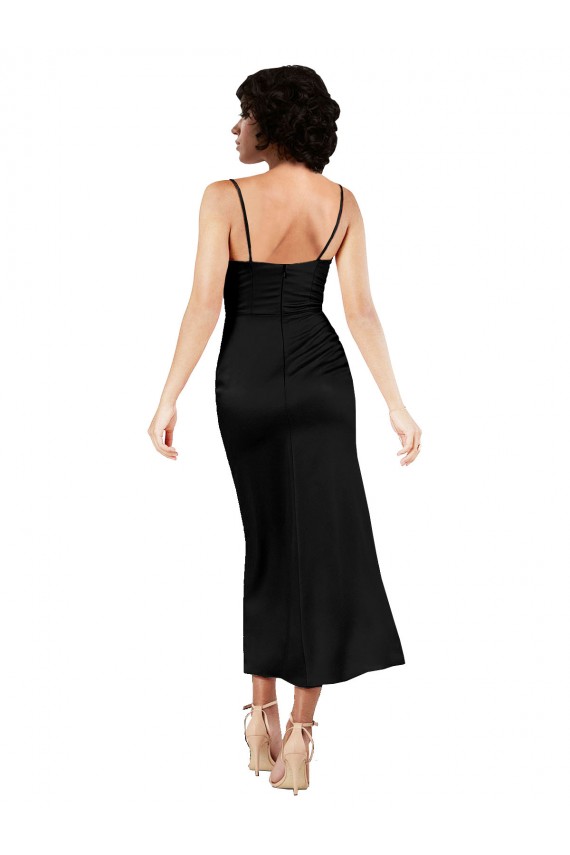 Silk like Satin Spaghetti Straps Tea Length Sleeveless Formal Evening Gown / Prom Dress / Bridesmaid Dress Norwich