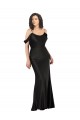Low Back Black Silk like Satin Off the Shoulder Long Sleeveless Formal Dress / Bridesmaid Dress Norwich