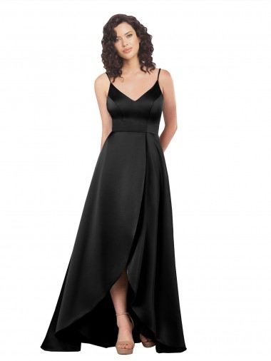 V-Back Silk like Satin V-Neck Long Sleeveless High Low Evening Gown / Prom Dress / Bridesmaid Dress Norwich