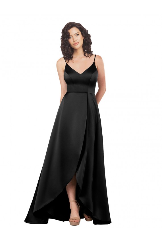 V-Back Silk like Satin V-Neck Long Sleeveless High Low Evening Gown / Prom Dress / Bridesmaid Dress Norwich
