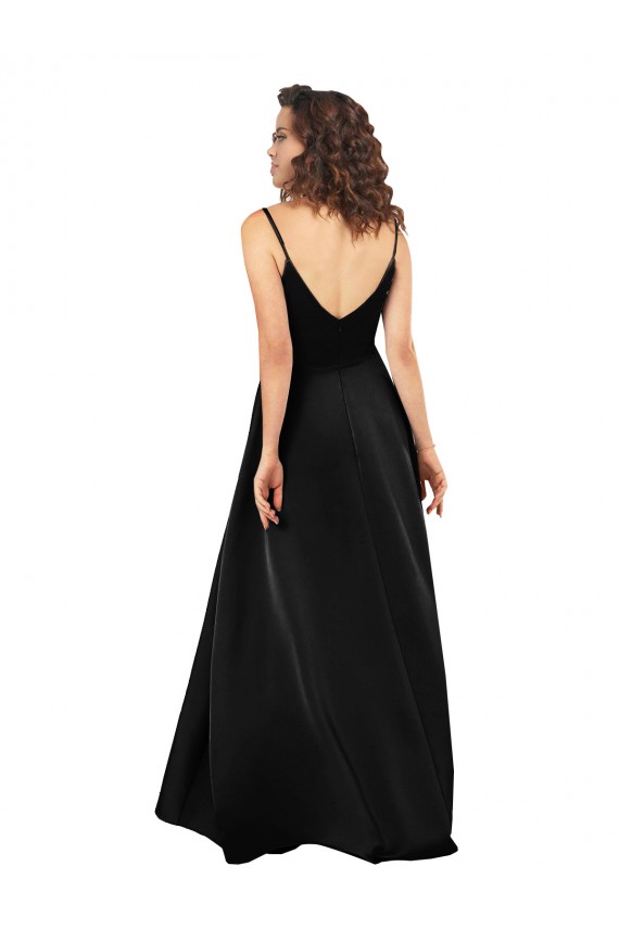 V-Back Silk like Satin V-Neck Long Sleeveless High Low Evening Gown / Prom Dress / Bridesmaid Dress Norwich