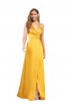 Open Back Silk like Satin V-Neck Long Sleeveless Formal Dress / Bridesmaid Dress Norwich