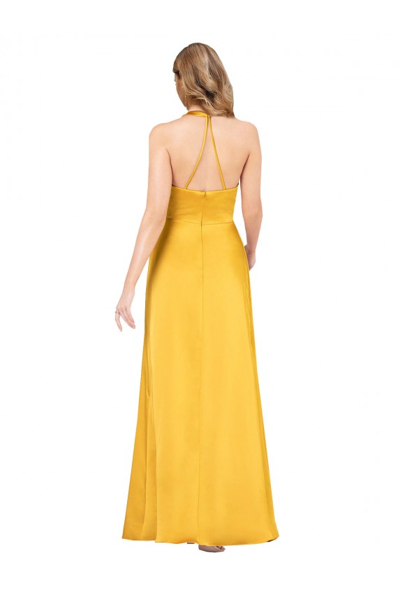 Open Back Silk like Satin V-Neck Long Sleeveless Formal Dress / Bridesmaid Dress Norwich