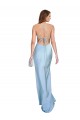 Open Back Light Sky Blue Silk like Satin Cowl Neck Long Sleeveless Formal Evening Gown / Prom Dress / Bridesmaid Dress Norwich