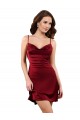 Open Back Burgundy Silk like Satin Cowl Neck Midi Length Sleeveless Formal Evening Gown / Prom Dress / Bridesmaid Dress Norwich