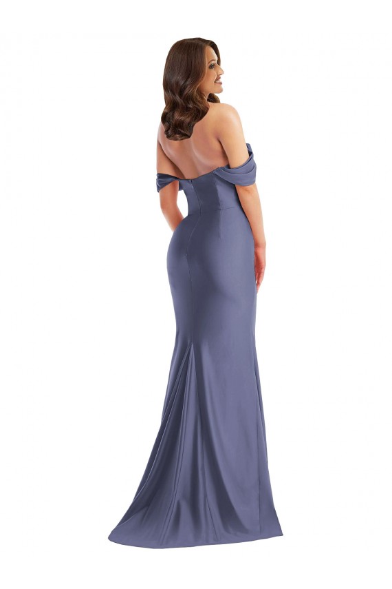 Low Back Silk like Satin Off the Shoulder Long Sleeveless Black Tie Plus Size Evening Gown / Prom Dress / Bridesmaid Dress Norwich