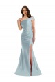 Light Sky Blue Silk like Satin One Shoulder Long Sleeveless Formal Evening Gown / Prom Dress / Bridesmaid Dress Norwich